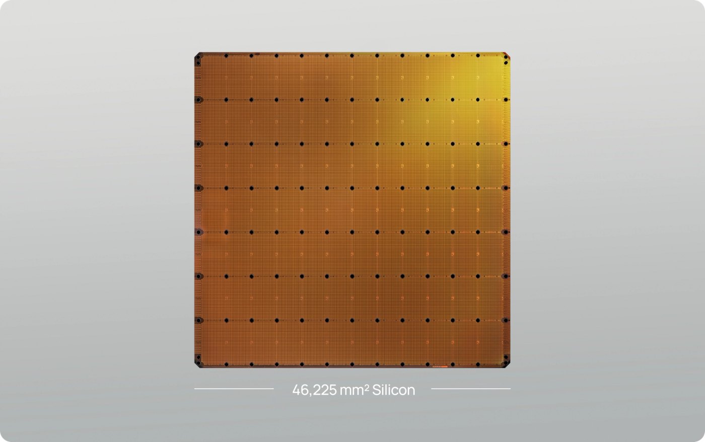 Cerebras WSE-3T wafer-scale processor showing the square 46,225 square millimeter silicon wafer